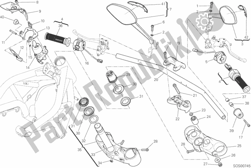 Todas as partes de Guiador E Controles do Ducati Monster 1200 USA 2015